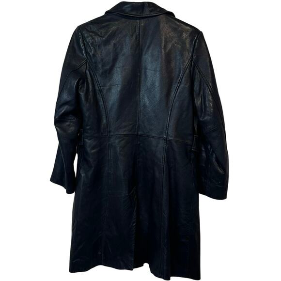 Preston & York Vintage Lamb Skin Leather Button Down Jacket Size S Black Moto - Picture 2 of 12